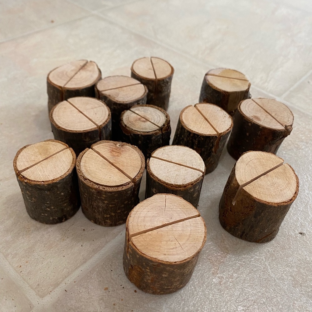 Wooden Table Sign Holders - Set of 13 - Rustic Table Decor for Wedding or Event